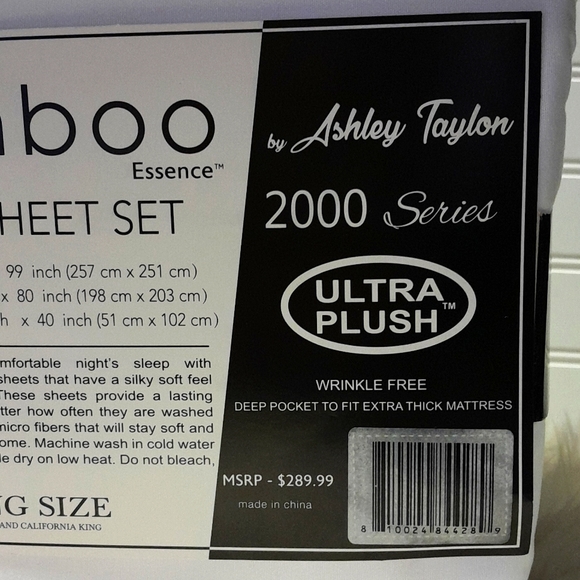 Bamboo Essence King Size White 6 Piece Sheet Set - Picture 7 of 10